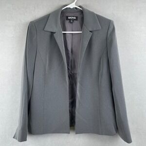 VTG Kasper Petite Gray Open Front Blazer Jacket Notched Lapel Sz 6P Professional